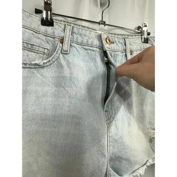 NWT Jonathan Simkhai Sz 29 Leo Blue Vintage High Rise Button Cut Off Denim Short - Picture 8 of 13